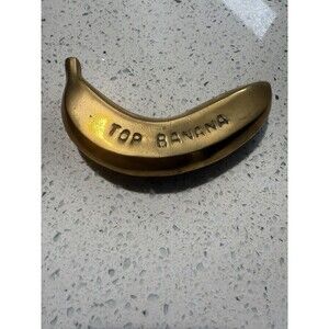 Top Banana Brass Paperweight 5 Inches Mid Century 50s Retro Decor Vintage